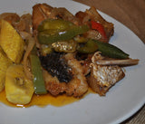Poisson salé morru sauté aux petits légumes